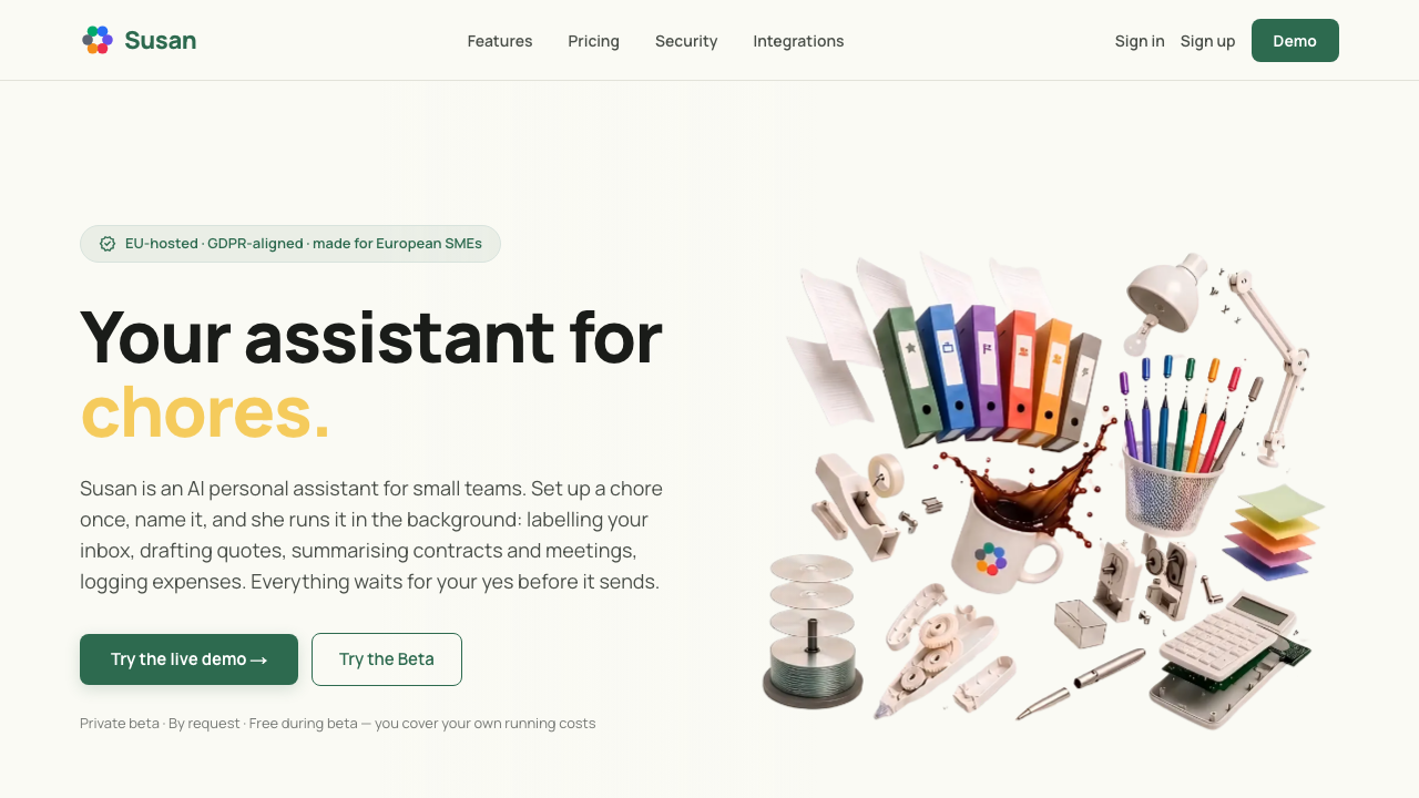 Susan &mdash; an AI personal assistant for European small businesses
